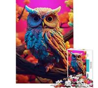 Puzzle 1000 pièces pour Adolescents Hibou Abstrait Défi éducatif Décoration intérieure Jeux éducatifs Convient aux 14 Ans et Plus (38x52cm)