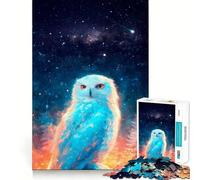 Puzzle 1000 pièces pour Adolescents Hibou céleste dans Une Nuit étoilée Découpe de qualité supérieure Jeu Amusant et divertissant Temps de Jeu Facile Décoration de Noël (38x26cm)