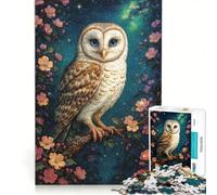 Puzzle 1000 pièces pour Adolescents Hibou étoilé ︰ Forêt enchantée en Fleurs Jeu Impossible Défi Difficile Cadeaux pour Les Amis et la Famille 50x75cm