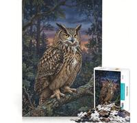 Puzzle 1000 pièces pour Adolescents, Hibou Grand-duc d'europe, Jeu de réflexion, découpe de précision, Cadeau Original pour Un Anniversaire ou Noël 50x75cm