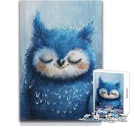 Puzzle 1000 pièces pour Adolescents, Hibou Saphir Endormi, Jeu de Course de Vitesse à la Main, Casse-tête, pour Les Jeux (Taille 38x26cm)