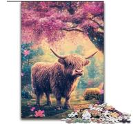 Puzzle 1000 pièces pour Adolescents Highland Yak, adapté aux Personnes de 14 Ans et Plus, Jeux éducatifs, Cadeaux du Père Noël Secret (Taille 26x38cm)