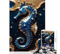 Puzzle 1000 pièces pour Adolescents Hippocampe doré Kintsugi Jeu éducatif Cadeau d'anniversaire Casse-tête détente intellectuelle Dimensions 38x26cm