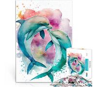 Puzzle 1000 pièces pour Adolescents Histoire d'amour d'un Couple de Dauphins Défi Difficile Améliorer la mémoire 52x38cm