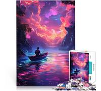 Puzzle 1000 pièces pour Adolescents Homme pêchant dans Un Paysage de rêve Jeu intellectuel Améliorer la mémoire 38x26cm