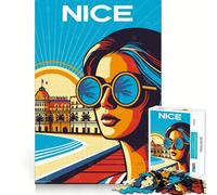 Puzzle 1000 pièces pour Adolescents Hôtel Nice Negresco,France Illustration de Voyage Découpe précise Jeu de réflexion Intelligent Activité relaxante pour Un Anniversaire (38x52cm)