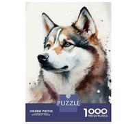 Puzzle 1000 Pièces pour Adolescents Husky Animal Watercolor Puzzles pour Adultes, Jeu De Réflexion, Assemblage De Motifs, Cadeaux d'anniversaire Et Cadeaux Uniques 38x26cm/1000pcs