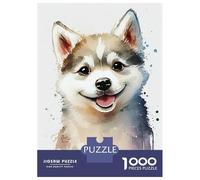 Puzzle 1000 Pièces pour Adolescents Husky Cute Watercolor Puzzle pour Adolescents - Jeu Manuel - Décoration Parfaite - Idéal comme Cadeau 70x50cm/1000pcs