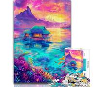 Puzzle 1000 pièces pour Adolescents Île psychédélique, Jouets éducatifs, Jeux Anti-Stress, Cadeaux d'anniversaire Uniques 38x26cm