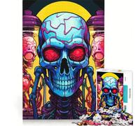 Puzzle 1000 pièces pour Adolescents, Illustration colorée de crânes et de Cerveaux, Jouet éducatif, Cadeau d'anniversaire, Cadeau Original et Unique 38x26cm