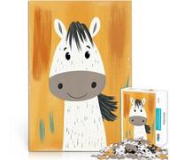 Puzzle 1000 pièces pour Adolescents Illustration de Cheval Souriant Jeu de Quiz avec des pièces de Formes aléatoires entièrement imbriquées 75x50cm