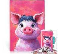 Puzzle 1000 pièces pour Adolescents Illustration de Cochon Souriant Jeu éducatif Défi Jouet Convient aux Couples 38x26cm