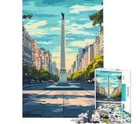 Puzzle 1000 pièces pour Adolescents Illustration de l'Obélisque de Buenos Aires Jeu Impossible Jouet addictif pour cultiver la Patience Cadeau d'anniversaire Décoration Murale (Dimensions 75x50cm)