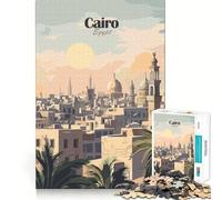 Puzzle 1000 pièces pour Adolescents,Illustration de Paysage Urbain du Caire,Égypte,décoration soignée,Jeu d'exercice Mental,Jeu de détente,Cadeau Amusant de Noël (50x75cm)
