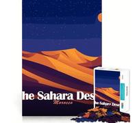 Puzzle 1000 pièces pour Adolescents Illustration du désert du Sahara la Nuit Découpe Fine Jeu de logique Amusant Décoration Murale de Noël (50x75cm)