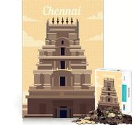 Puzzle 1000 pièces pour Adolescents,Illustration du Temple de Chennai,découpe de qualité supérieure,Jeu Amusant et divertissant,Facile à Jouer,décoration de Noël (38x26cm)