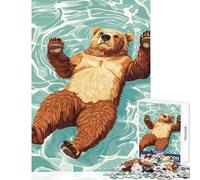 Puzzle 1000 pièces pour Adolescents Illustration d'un Ours Flottant dans l'eau Décoration intérieure Jouet Cadeau d'anniversaire Jeu de réflexion Détente et Stimulation intellectuelle 50x75cm