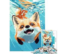 Puzzle 1000 pièces pour Adolescents Illustration d'un Renard nageant sous l'eau Décoration intérieure Jouet Découpe de précision Cadeau d'anniversaire ou de Voyage (38x26cm)
