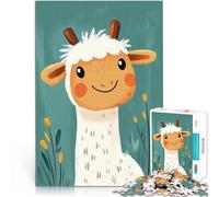 Puzzle 1000 pièces pour Adolescents Illustration d'une chèvre Souriante Jouets éducatifs Convient pour la décoration de Bureau 52x38cm