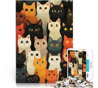 Puzzle 1000 pièces pour Adolescents Illustration d'une Foule de Chats Impossible Décoration Murale, Cadeaux Uniques pour Anniversaire et Noël 38x26cm