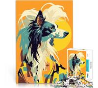Puzzle 1000 pièces pour Adolescents Illustration Minimaliste à la Mode du Chien Chinois à crête Casse-tête pour Bon Cadeau 50x70cm