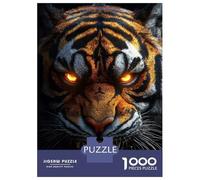 Puzzle 1000 Pièces pour Adolescents Intense Tiger Portrait with Glowing Eyes Puzzles pour Adultes - Jeux Amusants Et Anti-Stress - Cadeaux Uniques pour Anniversaire Et Noël 52x38cm/1000pcs