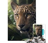Puzzle 1000 pièces pour Adolescents Jaguar Faune Sauvage forêt Jeux relaxants et addictifs pour développer la Patience pour Les Amateurs de Jeux Découpe de précision (Dimensions 38x52cm)