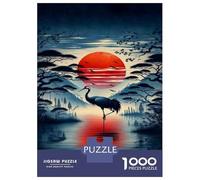 Puzzle 1000 Pièces pour Adolescents Japanese Crane Sunset Art Print Puzzle pour Adultes, Jouet, Décoration Murale, Cadeaux pour Femmes, Anniversaire Et Cadeaux Uniques 70x50cm/1000pcs
