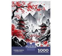 Puzzle 1000 Pièces pour Adolescents Japanese Temples Ink Wash Puzzles pour Adultes - Jeu Manuel - Assemblage De Motifs - Cadeau d'anniversaire Unique 52x38cm/1000pcs