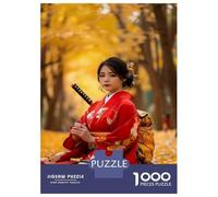 Puzzle 1000 Pièces pour Adolescents Japanese Woman in Traditional Kimono Casse-têtes pour Adolescents Analyse Et Logique Interaction Parent-Enfant Jeu Stimulant Jouets 52x38cm/1000pcs