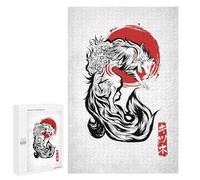 Puzzle 1000 pièces pour adolescents Japonais Kitsune Zen Fox Puzzles pour adolescents Bricolage Jouets Décoration murale Favorise l'entraînement cérébral 1000 pièces
