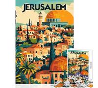 Puzzle 1000 pièces pour Adolescents Jérusalem aux Reflets dorés Décoration intérieure Jouet Cadeau d'anniversaire Apprentissage et éducation (50x75cm)