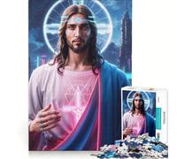 Puzzle 1000 pièces pour Adolescents Jésus à l'ère du néon Jouet à Monter soi-même décoration intérieure pour Toute la Famille 38x26cm