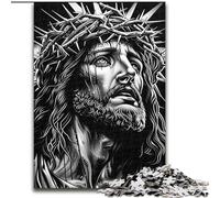Puzzle 1000 pièces pour Adolescents, Jésus Noir et Blanc, Casse-tête pour décoration Murale, Cadeaux d'anniversaire et de Noël Uniques pour Les 14 Ans (Taille 26x38cm)