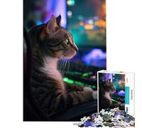 Puzzle 1000 pièces pour Adolescents Jeu de Chat Jouet Paresseux Jeu éducatif Jeu Impossible défi Difficile Cadeau d'anniversaire (Taille 38x26cm)