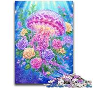 Puzzle 1000 pièces pour Adolescents, Jeu éducatif de détente, méduses et Fleurs, pour Anniversaires et Noël, à partir de 14 Ans, 26x38cm