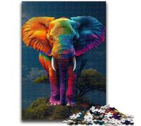 Puzzle 1000 pièces pour Adolescents, Jeu Familial d'éléphants Arc-en-Ciel, Anti-Stress, défi Difficile, Cadeaux du Père Noël Secret, 50x75cm