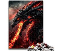 Puzzle 1000 pièces pour Adolescents, Jeu Stimulant et Familial, Dragon de Flamme, décoration Murale, Cadeaux d'anniversaire et de Noël Uniques, 50x75cm