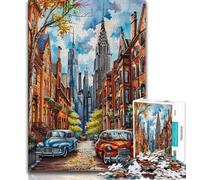 Puzzle 1000 pièces pour Adolescents Joli Paysage Urbain à l'aquarelle pour Adultes Jeu éducatif défi Collection d'artistes Beaux-Arts (50x75cm)