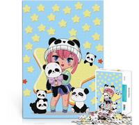 Puzzle 1000 pièces pour Adolescents Jolie Fille Panda Jouets Jeux éducatifs Soulagement du Stress Une œuvre d'art 75x50cm