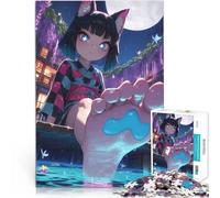 Puzzle 1000 pièces pour Adolescents Jolie Fille renarde dans l'eau Cadeaux de Jeux stimulants Une œuvre d'art 38x26cm