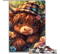 Puzzle 1000 pièces pour Adolescents, Jolie Petite Vache des Highlands,Analyse et logique avec pièces entièrement emboîtables de Formes aléatoires,pour Les Enfants de 14 Ans et Plus 26x38cm