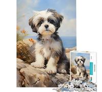 Puzzle 1000 pièces pour Adolescents Jouet pour Chiot Shih Tzu Jeu éducatif défi Difficile Cadeau d'anniversaire (Taille 38x52cm)