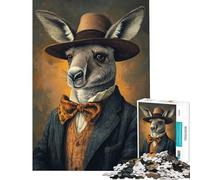 Puzzle 1000 pièces pour Adolescents Kangourou en Costume activités Amusantes à la Maison Cadeau d'anniversaire Jeu Impossible pour Les 14 Ans et Plus (50x75cm)