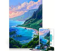 Puzzle 1000 pièces pour Adolescents Kauai Hawaii Pixel Art Fine Cut Art Logic Fun Toy Cozy Time Play Décoration Murale de Noël (38x52cm)