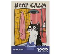 Puzzle 1000 Pièces pour Adolescents Keep Calm Stay Clean Cat Shower Les Puzzles pour Adolescents Améliorent La Mémoire - Cadeau d'anniversaire, De Noël 70x50cm/1000pcs