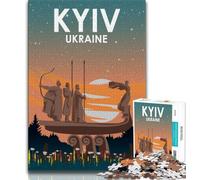 Puzzle 1000 pièces pour Adolescents, Kiev, Ukraine la Nuit, Jeux éducatifs, décoration d'intérieur, Cadeau d'anniversaire, Art Mural (38x26cm)