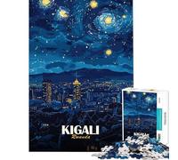 Puzzle 1000 pièces pour Adolescents Kigali Rwanda Paysage Urbain sous Un Ciel étoilé Jeu Manuel pour Adultes améliore la mémoire Cadeau Unique pour Anniversaire et Noël (38x26cm)