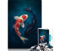 Puzzle 1000 pièces pour Adolescents Koi Noir et Blanc, Difficile à réaliser, mais Amusant et Humoristique, Cadeau d'anniversaire, Cadeaux, décoration Murale (75x50cm)