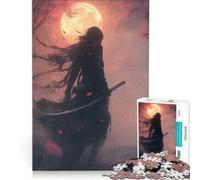 Puzzle 1000 pièces pour Adolescents Kunoichi Assassin au Clair de Lune Jeu Impossible Difficile et Stimulant Cadeau d'anniversaire ou de Noël Unique 38x52cm